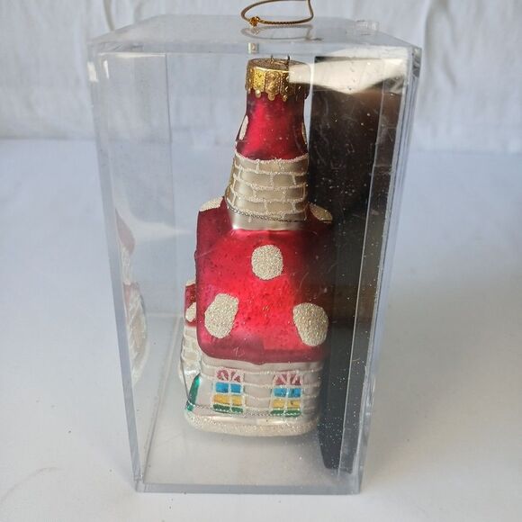 Unique Treasures Cottage House Polka Dot Home Christmas Blown Glass Ornament 4" - Picture 4 of 7